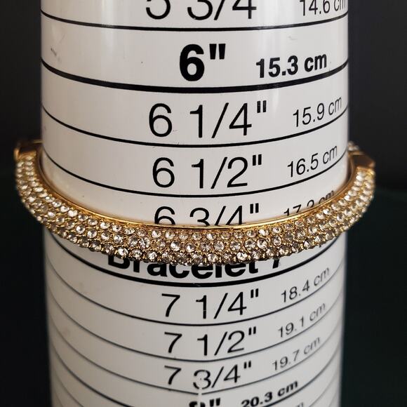 Juicy Couture Gold Tone Crystal Bangle Bracelet Hinged Clasp - Picture 11 of 11